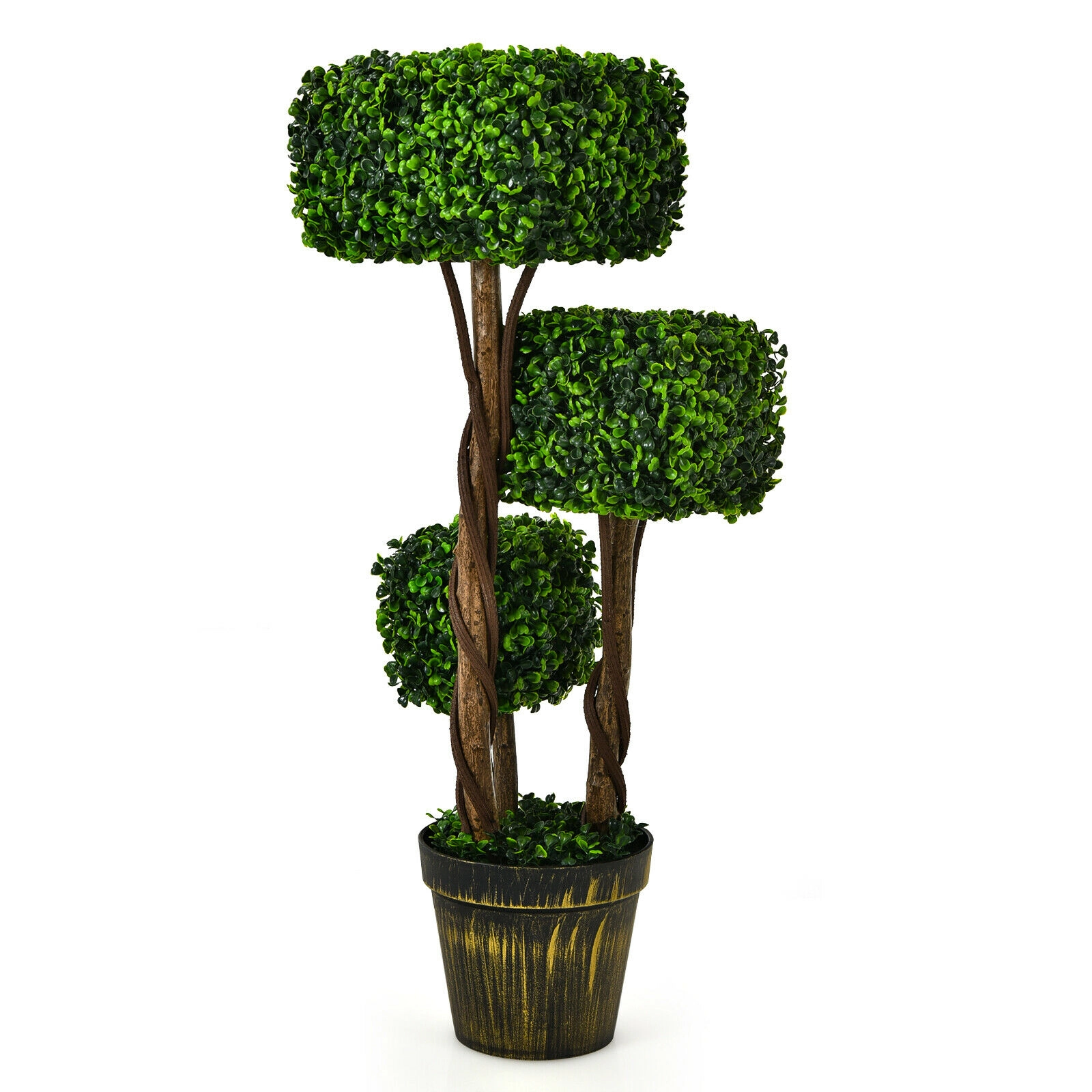 SlickBlue Unisex 36-Inch Faux Three-Tier Square Topiary Tree for Indoor Outdoor