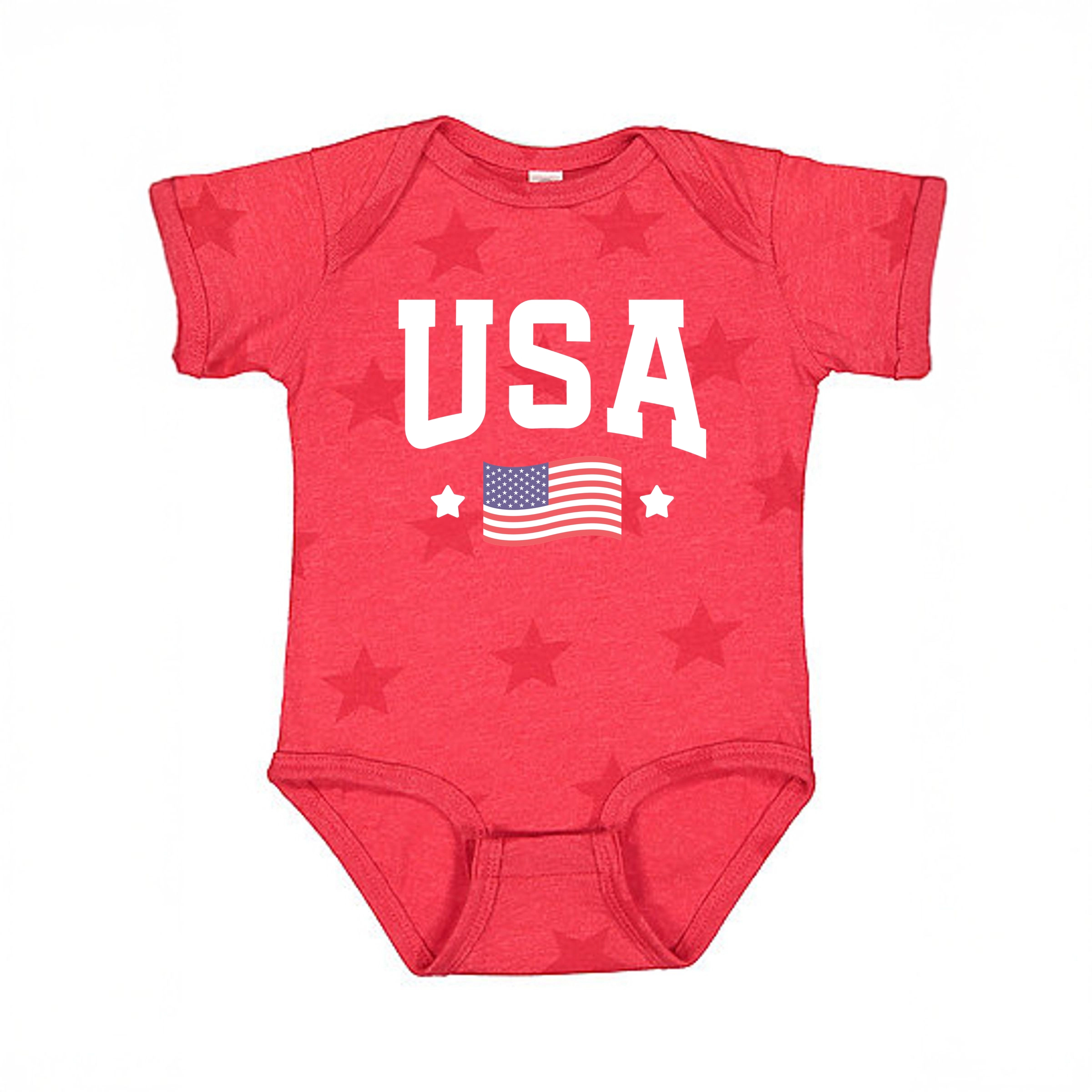 The Juniper Shop - USA Arched Flag Baby Short Sleeve Star Bodysuit