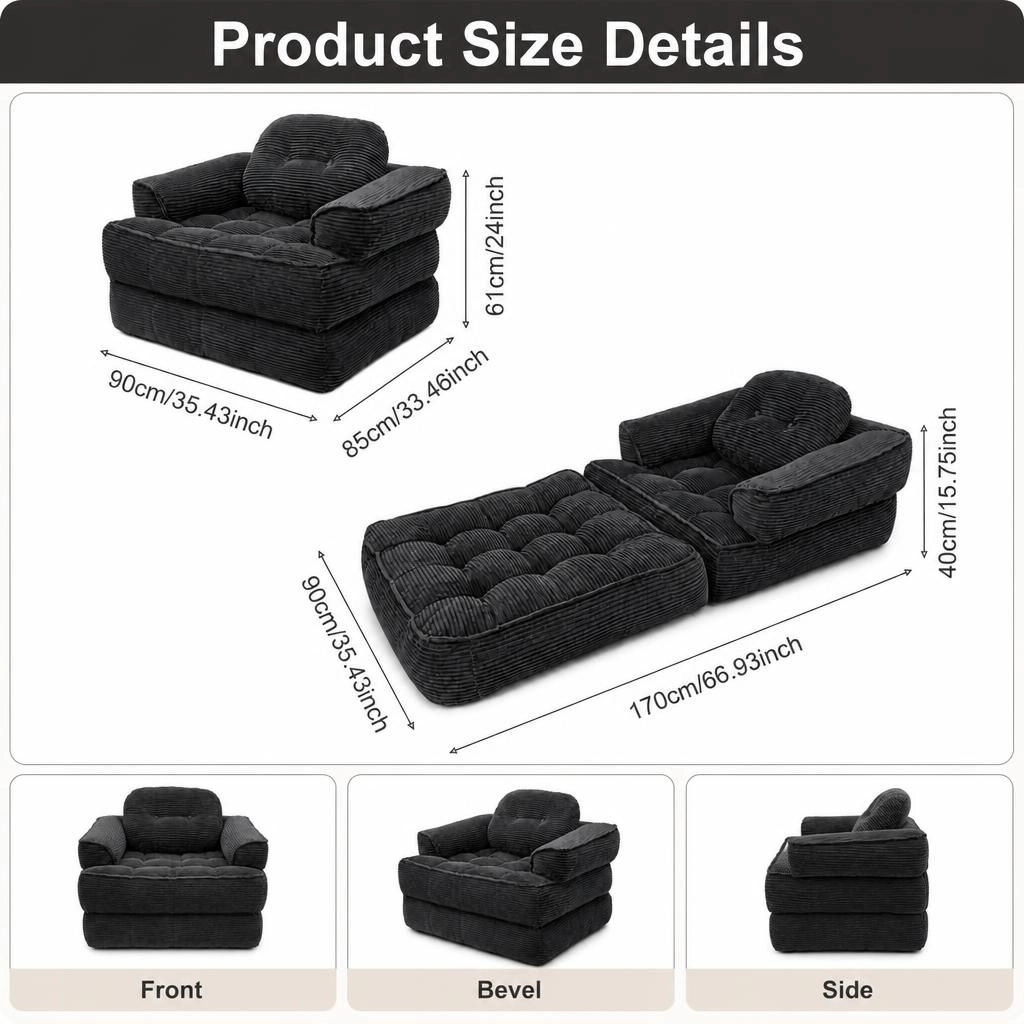 GOODSILO Convertible Foam Folding Sofa Bed