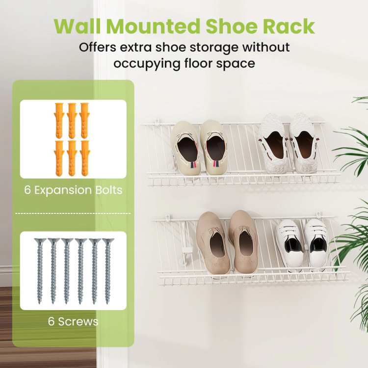 Hivvago Closet Shelves Wall Mounted Set of 2 Metal Wire Shoe Racks