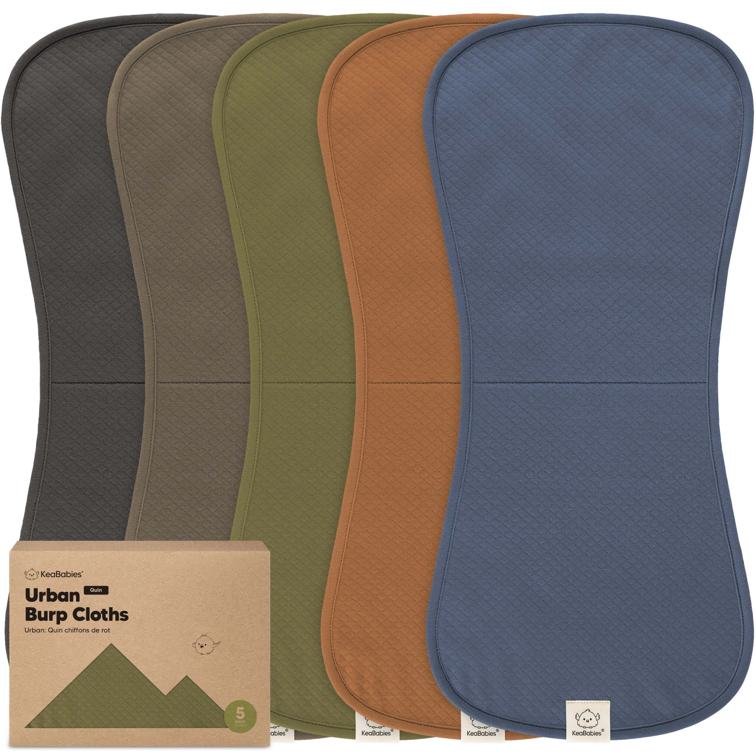KeaBabies 5-Pack Urban Quin Burp Cloths for Baby Boys, Girls