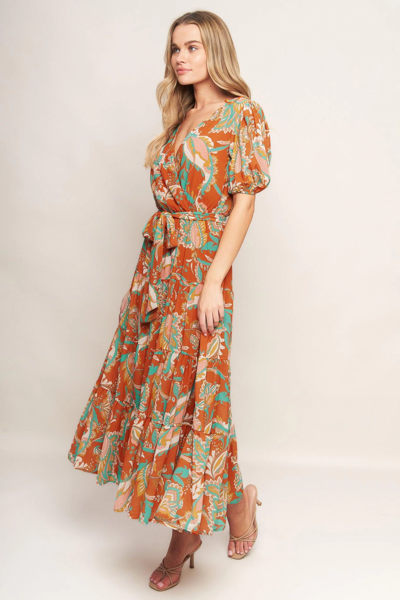 TRUEDAMES Women Can'T Live Without Rust Woven Midi Dress