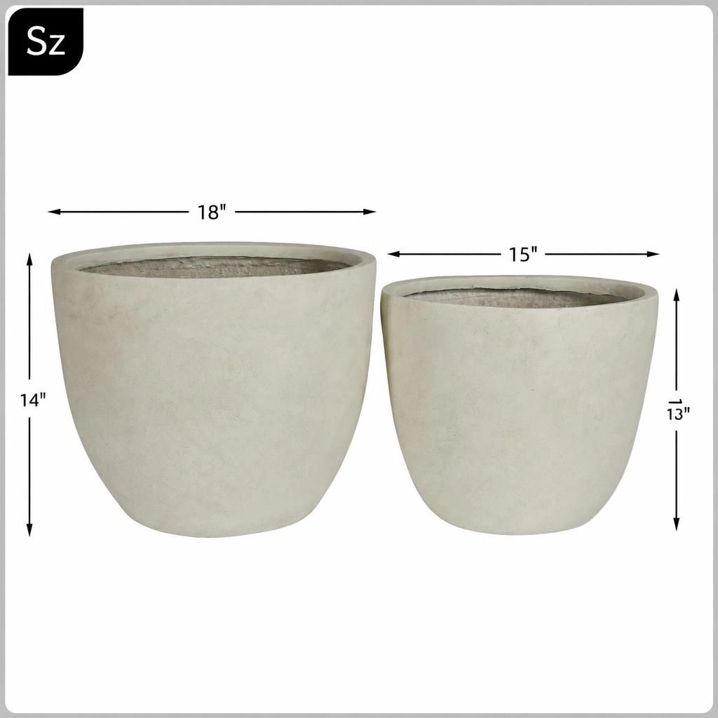 WOW PIONEER Durable Magnesium Oxide Planter Pot for Flowers Herbs Shrubs Trees Outdoor