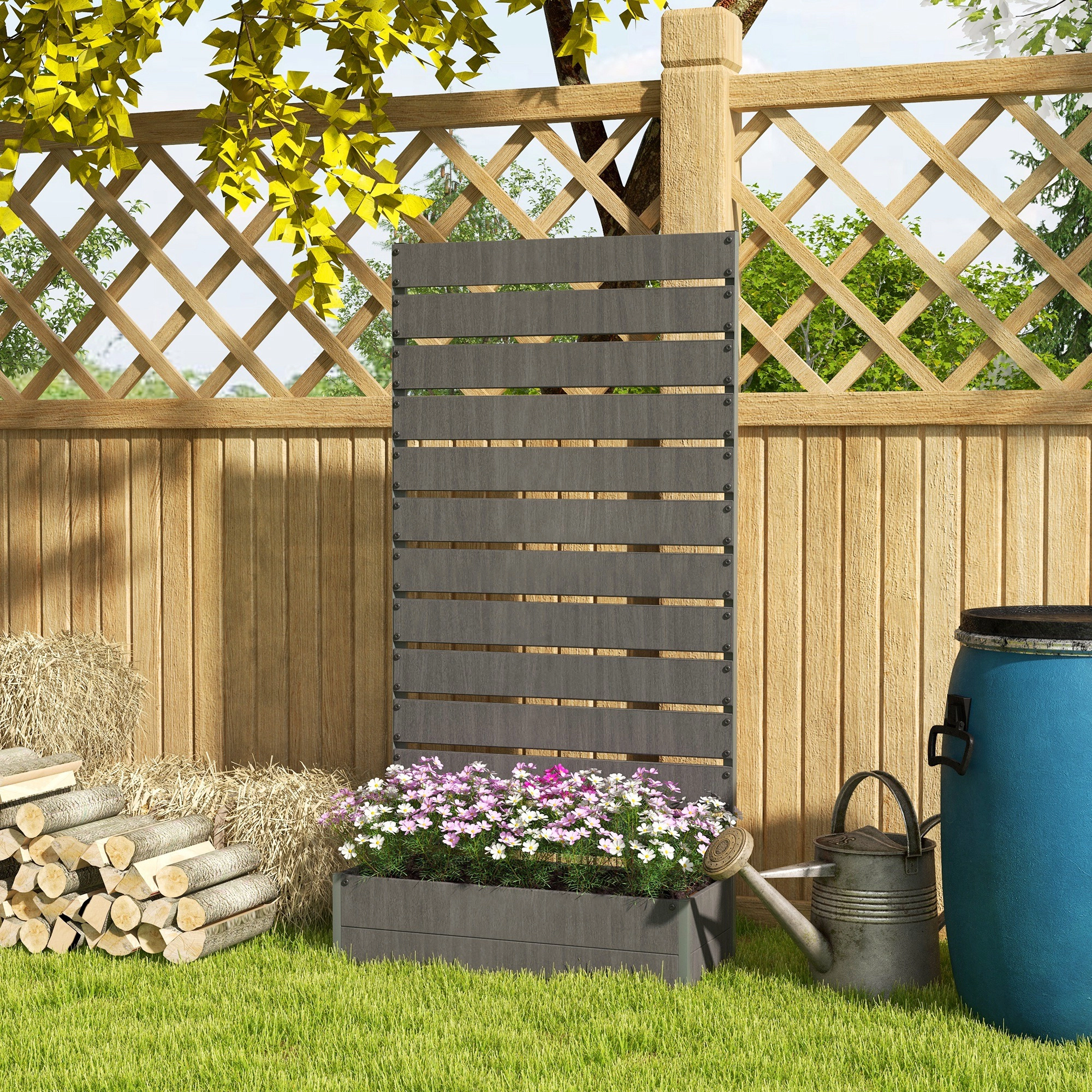 HONGGE Trellis Planter for Climbing Plants, Raised Garden Bed with Trellis, Box Outdoor