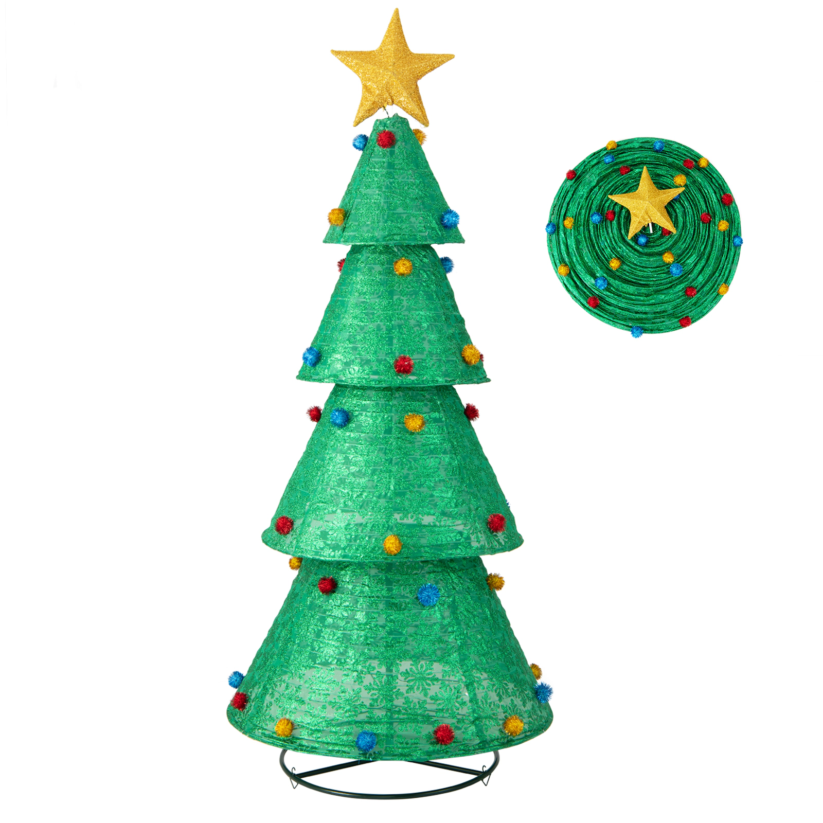 LJG Pop-Up Christmas Tree with 200 Warm White LED Lights for Indoors & Outdoors
