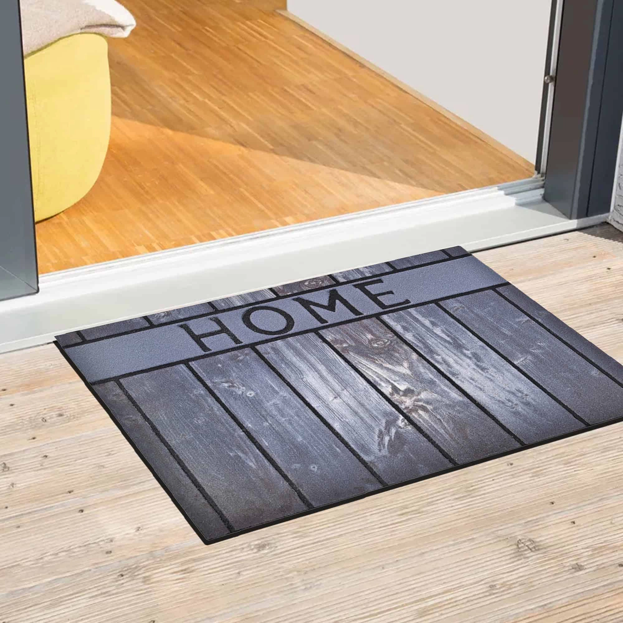 Evideco French Home Goods Gray Home Wood Rubber Doormat 30 x 18 Inches