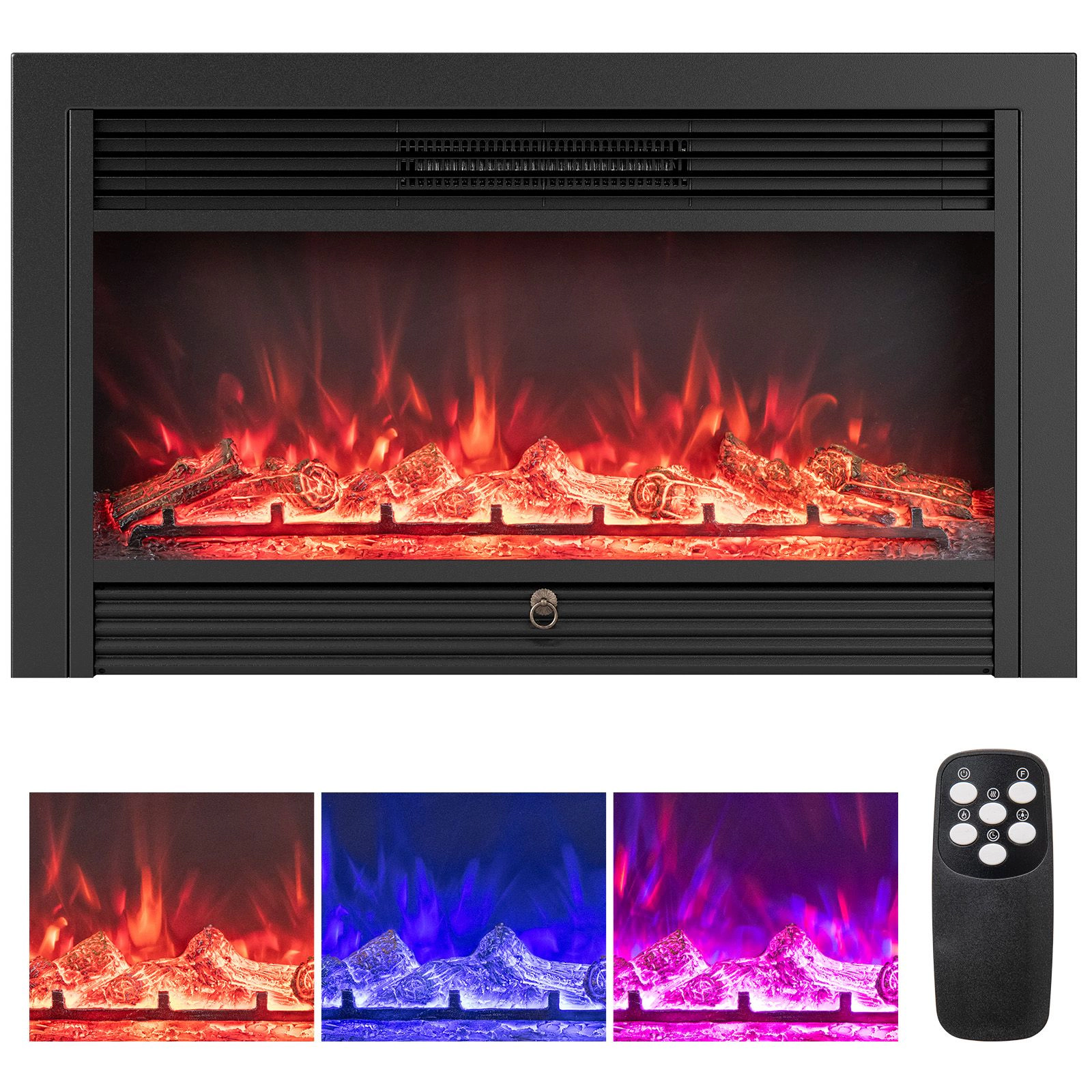 SlickBlue 33/36 Inch Electric Fireplace Insert, 1500W Heater, 5000 BTU, Remote Control, Recessed