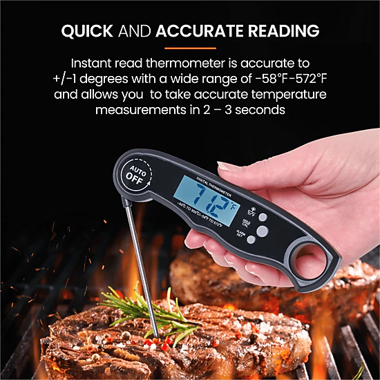 Cheer Collection Instant Read Food Thermometer with Foldable Probe