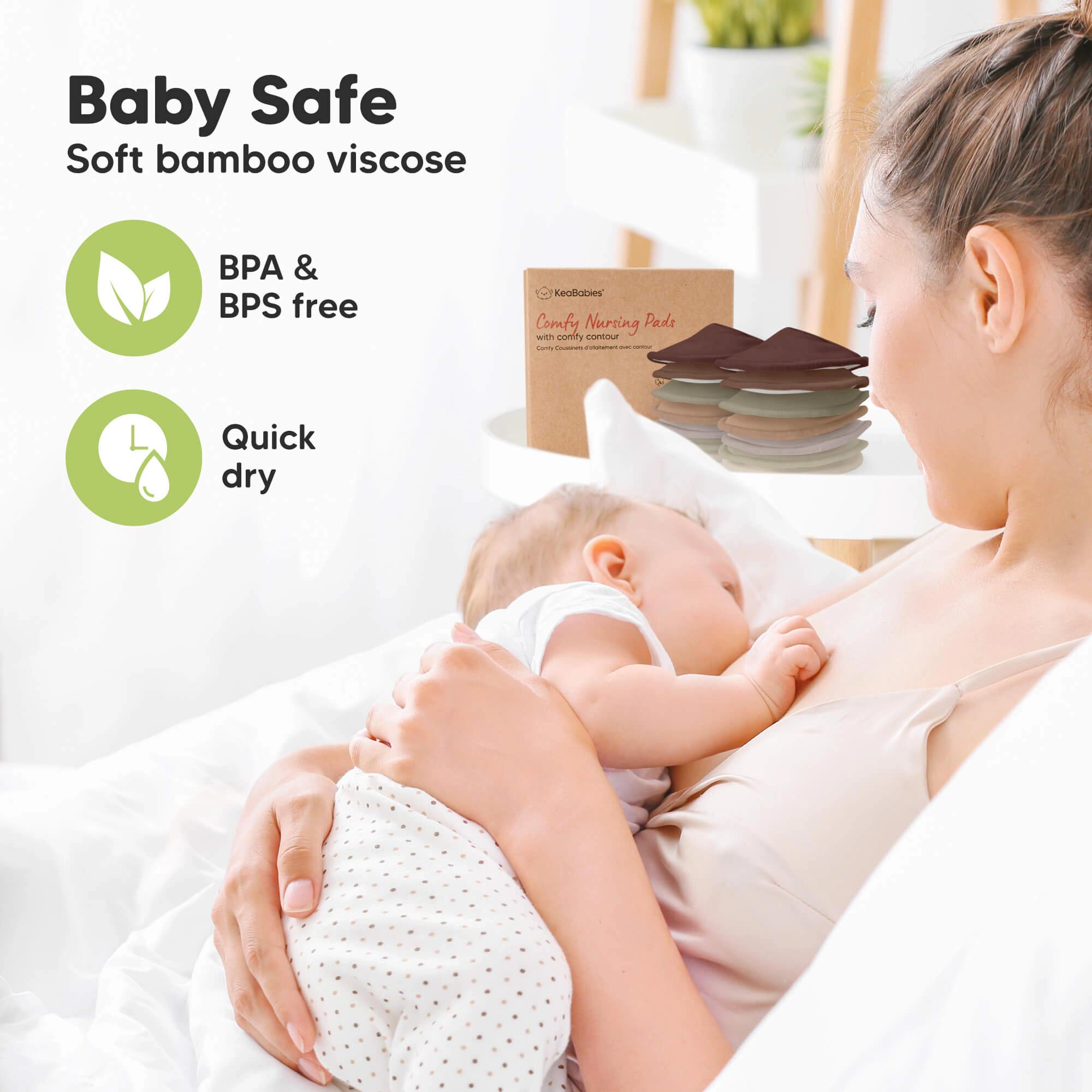 KeaBabies 14-Pack Comfy Nursing Pads (Sable)