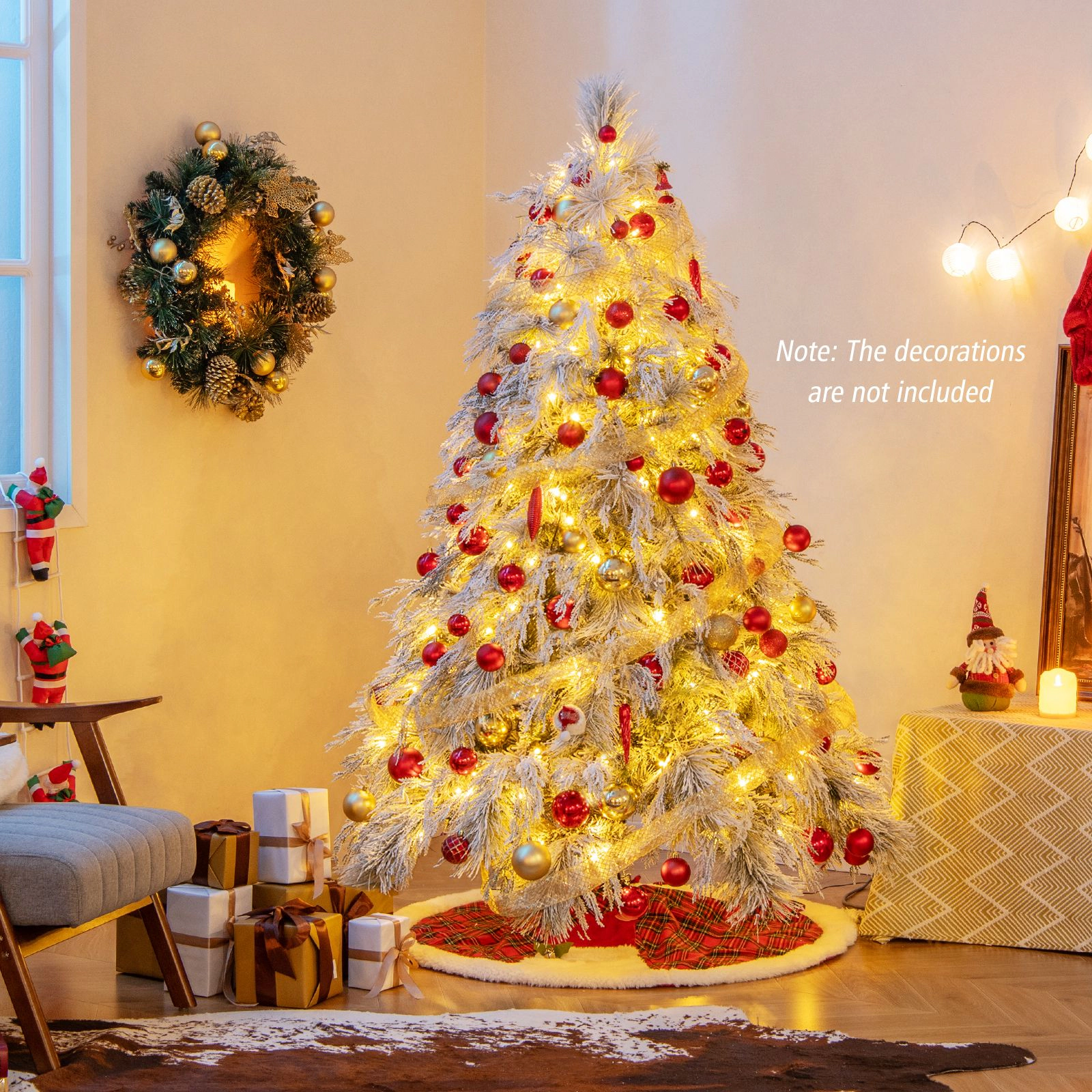 SlickBlue White Green Artificial Christmas Tree with Hinged Branches