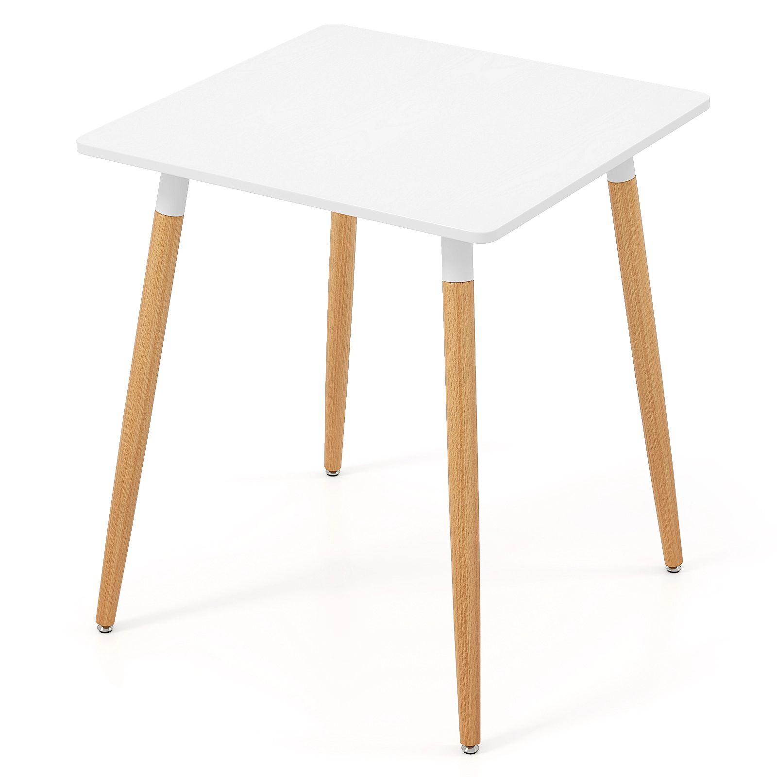 SUGIFT 23.5-in Square Dining Table with Adjustable Foot Pads 165-lb Capacity for Dining Room or Kitchen White Natural