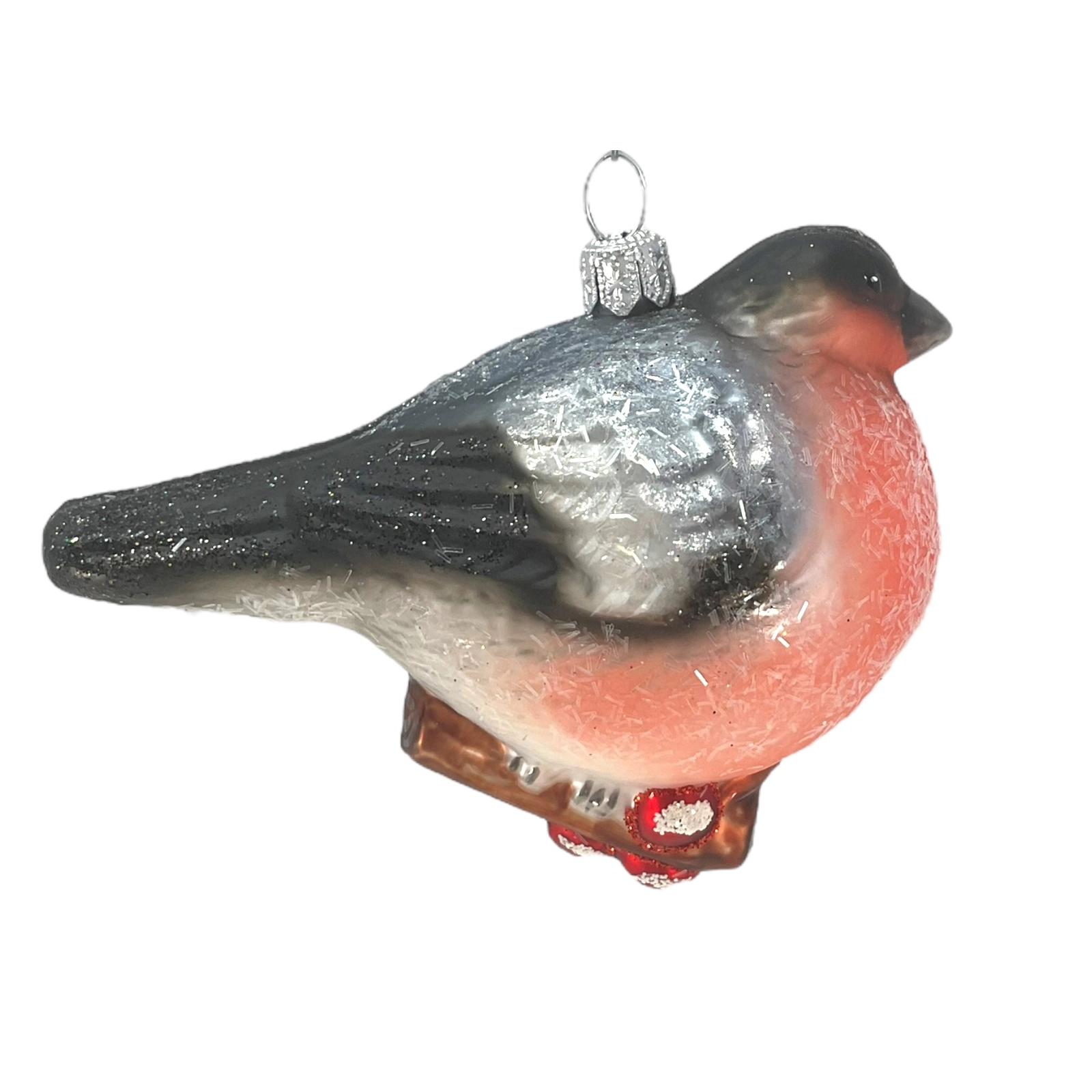 Pinnacle Peak Trading Company Chickadee Bird on Branch Polish Glass Christmas Tree Ornament Wildlife Animal
