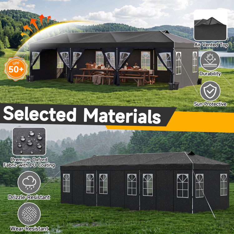 Hivvago Pop Up Canopy Tent with 8 Sidewalls and Adjustable Height