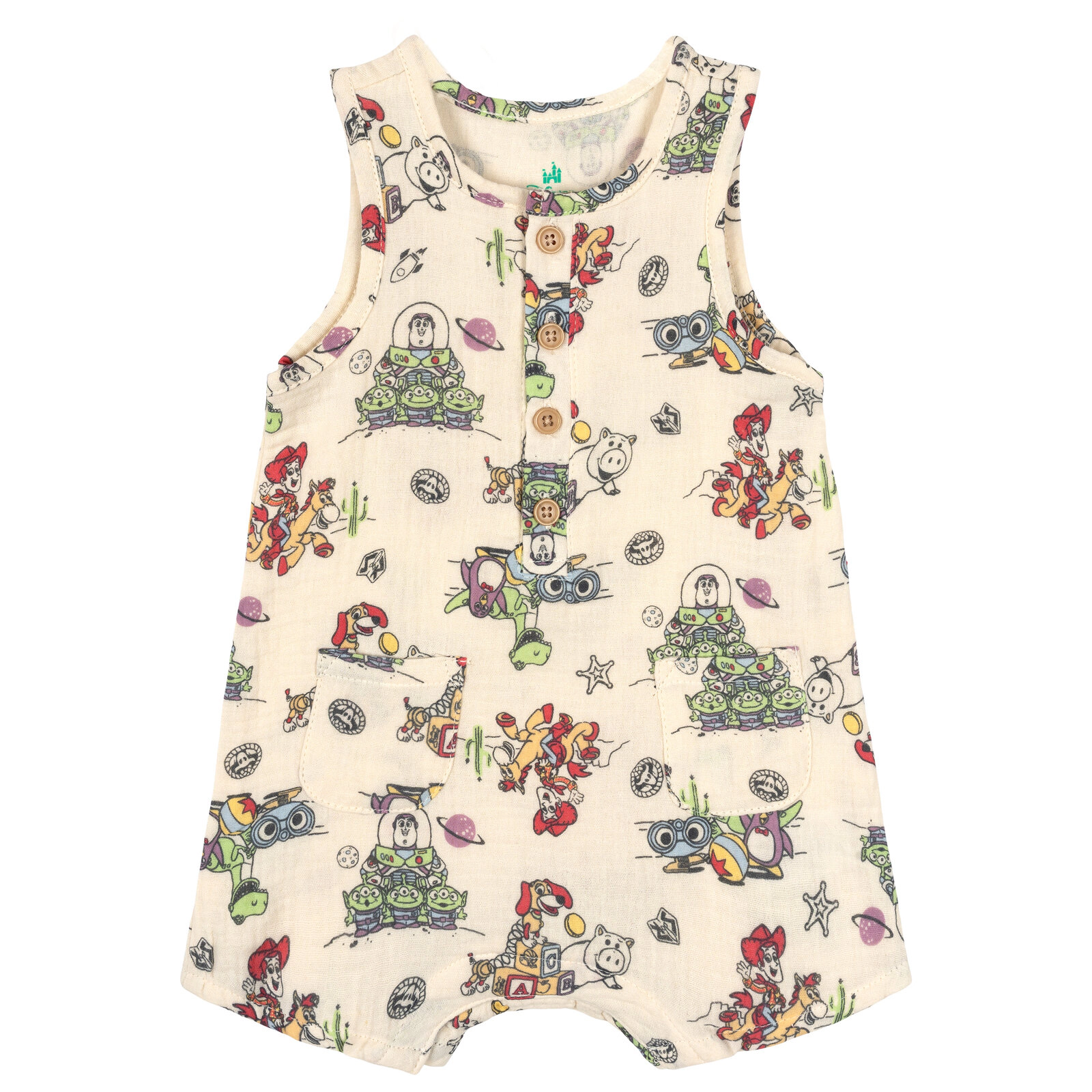 Disney Baby Boys' Cotton Gauze Sleeveless Shorty Romper