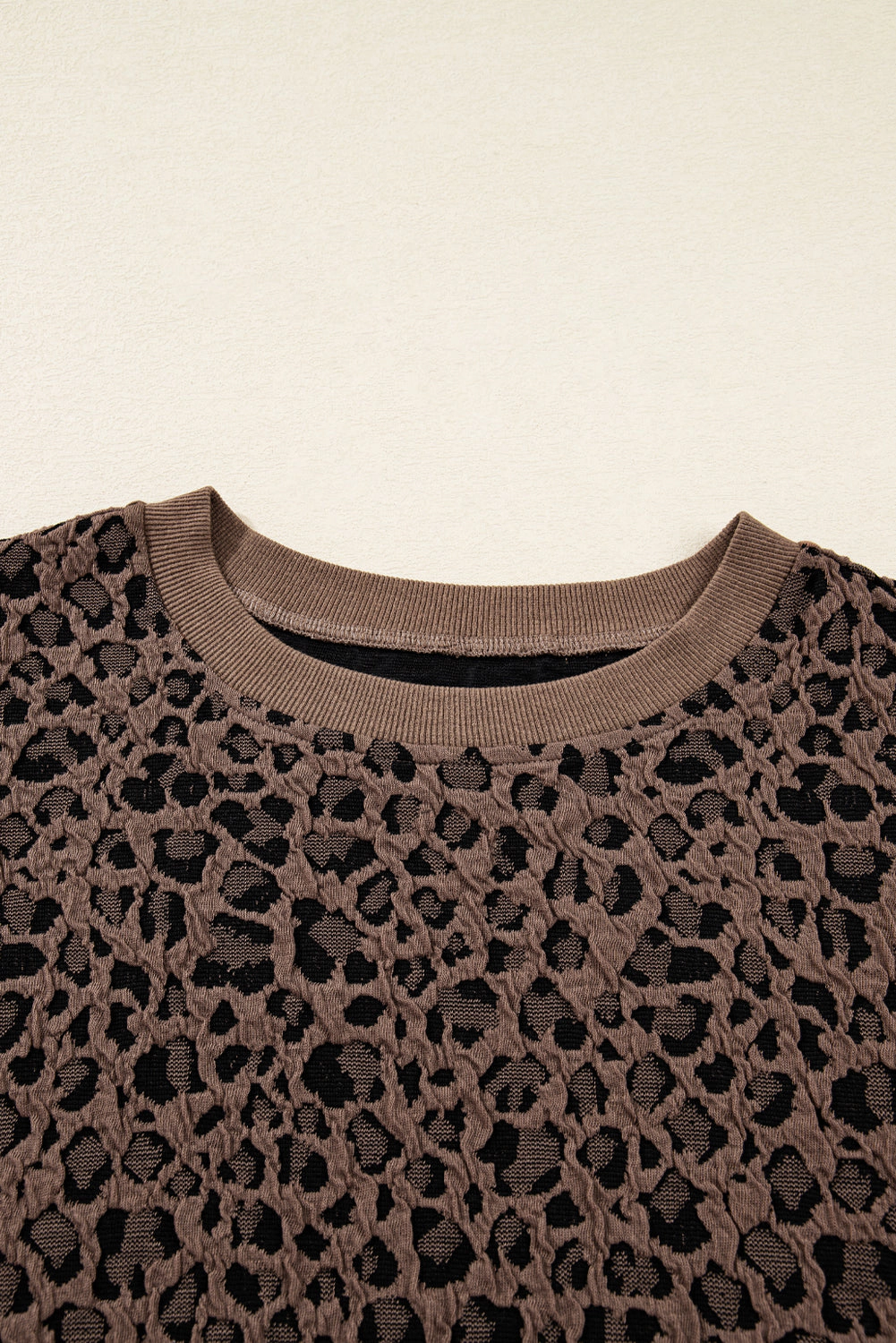 Threaded Pear Women's Annie Ribbed Trim Leopard Top