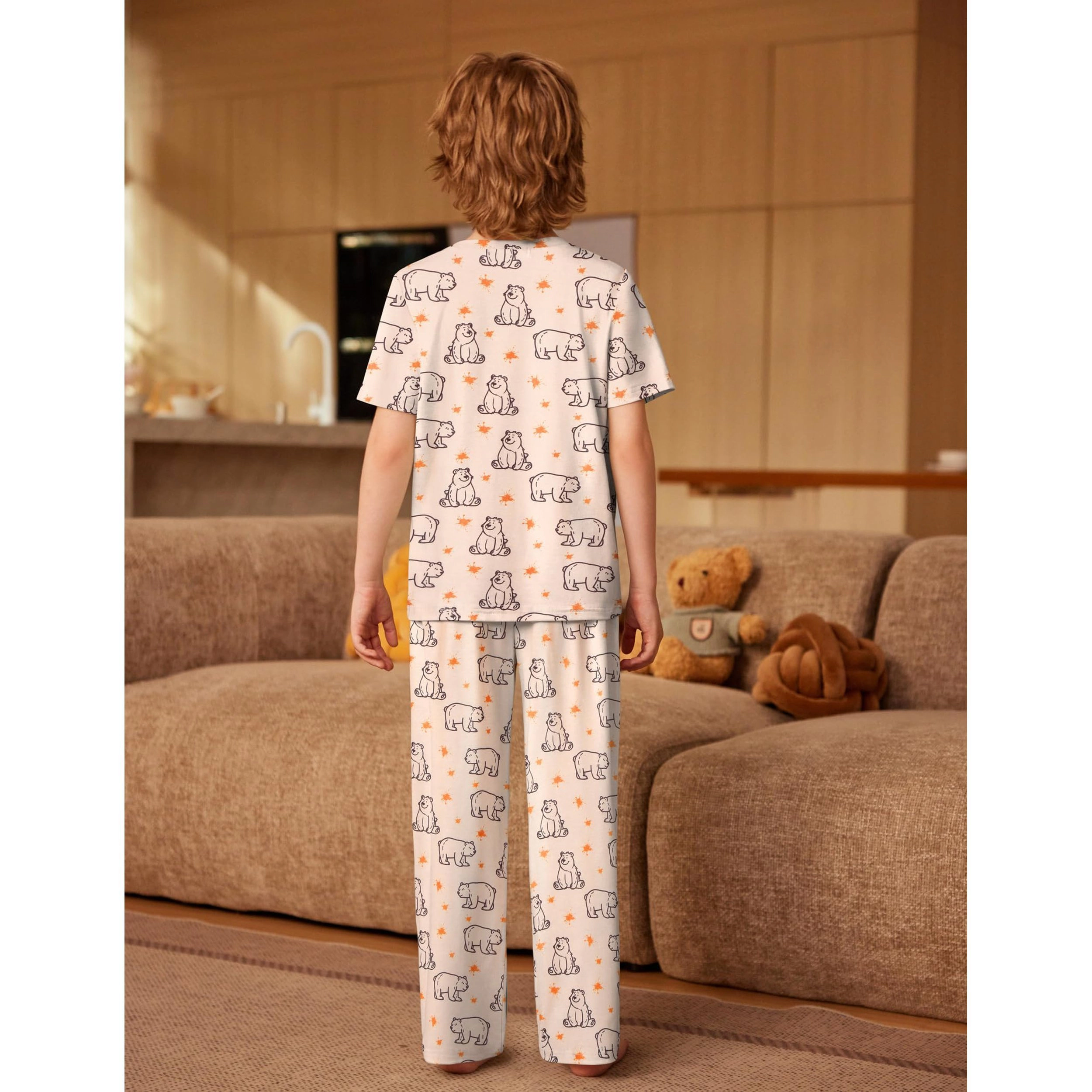 Arshiner Boys Christmas Pajamas Short Sleeve Shirt And Pajama Pants Piece Set