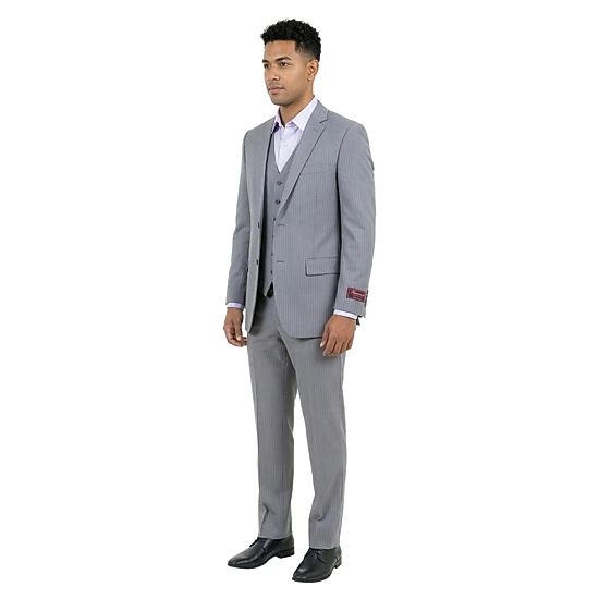 グレー セット (ジャケット・ベスト・パンツ) セットアップ　JCPenney Tazzio Mens Modern Fit 3 Piece Pinstripe Suit Set - JCPenney
