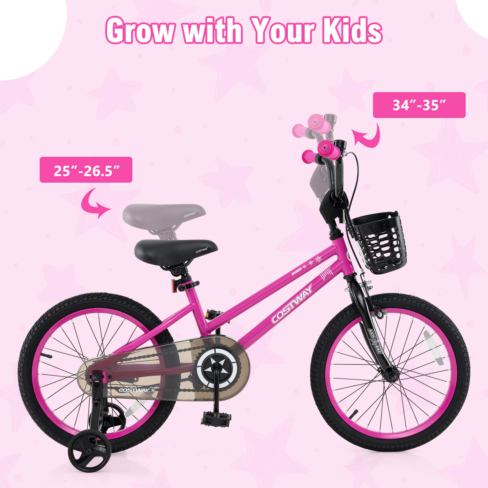 LJG 12 Inch Kids Bike Adjustable Bicycle with Front Basket for Children Aged 3-4 Years Old