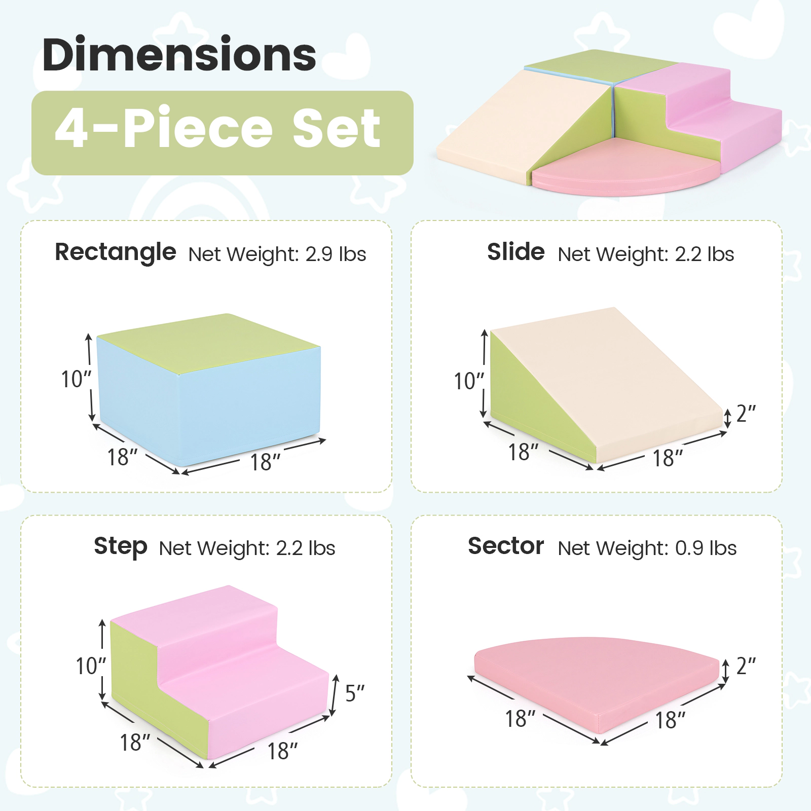 SUGIFT Climb and Crawl Foam Block Play Set for Infant Baby-Pink as Pictures Show