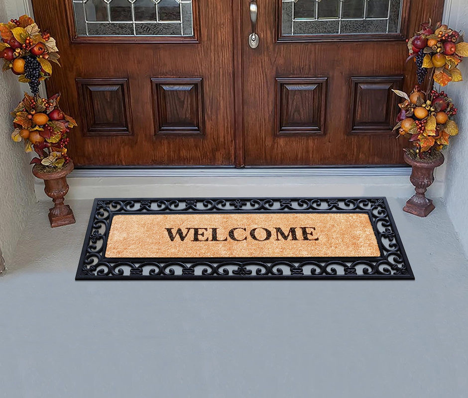 A1HC Coir and Rubber Door Mat 48x18 Inches Heavy Duty Durable Low-Profile Myla Welcome