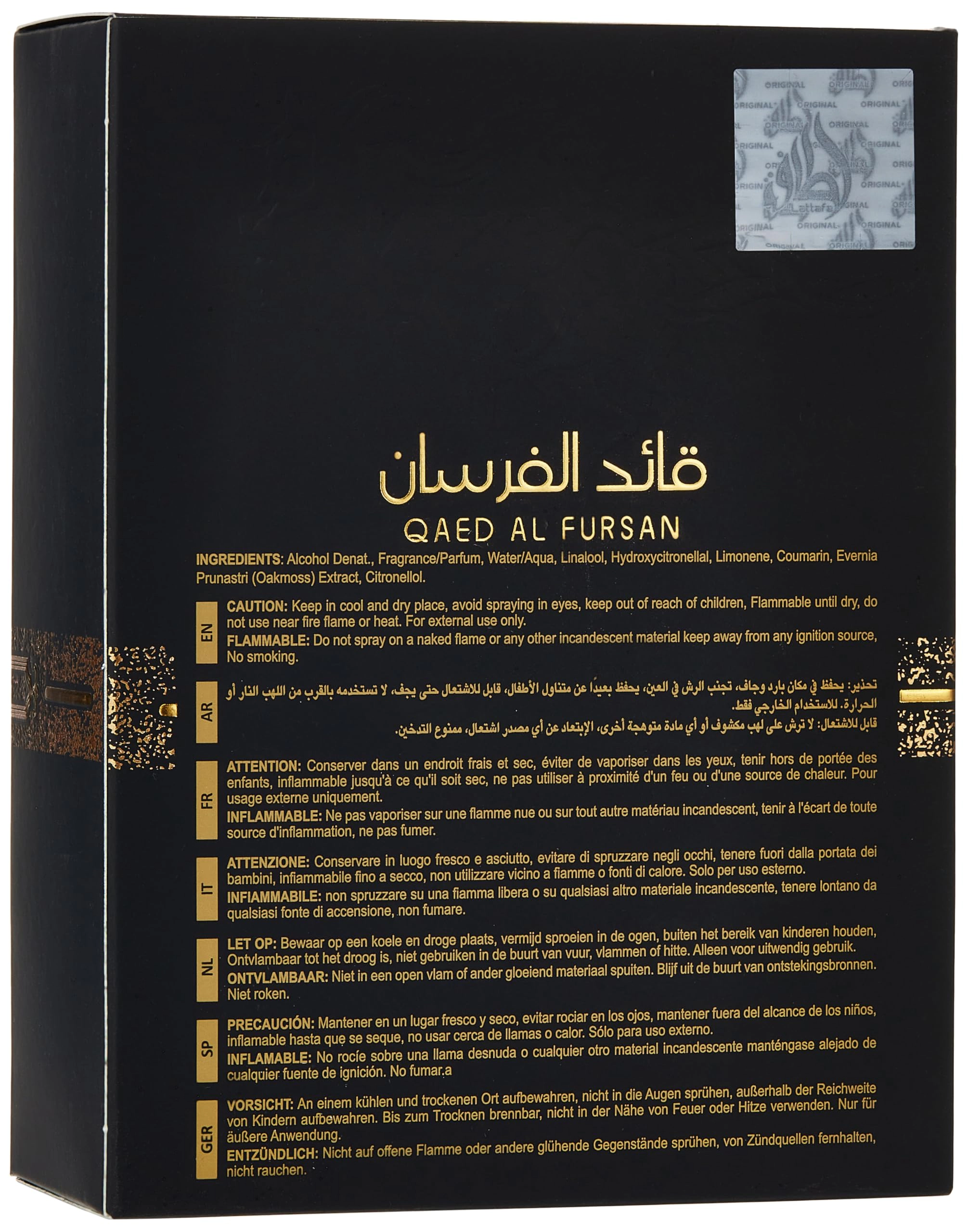 Lattafa Qaed Al Fursan Eau de Parfum for Men, 3.04 oz (90 mL)