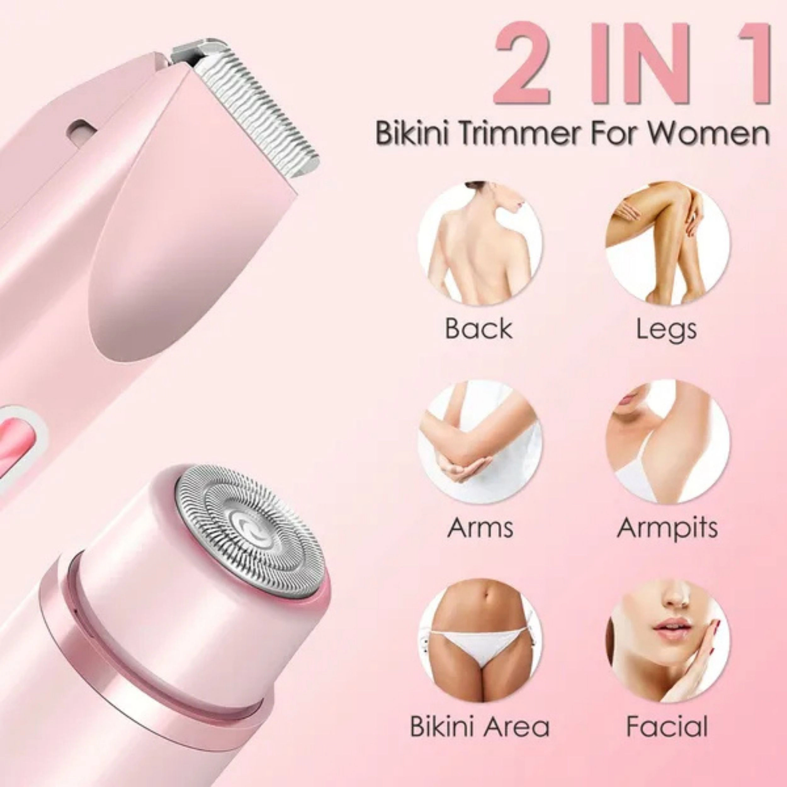 SS Design Women's 2 in 1 Waterproof Bikini Trimmer Body Shaver Pink