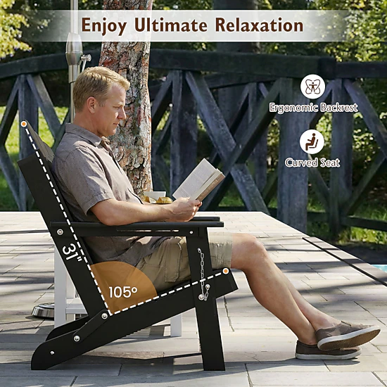 LJG Weather Resistant HDPE Folding Adirondack Chair with High