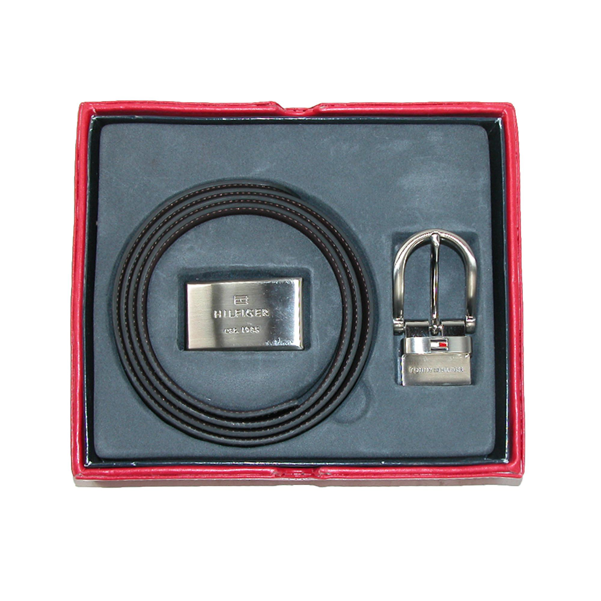 Tommy Hilfiger Men's Reversible 1-inch Leather Belt and Buckles Gift Set