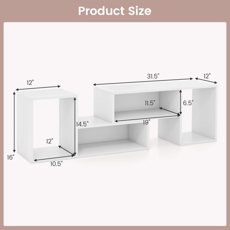 Hivvago 2 Pieces Adjustable Tv Stand For Tvs Up To 55 Inch With Storage Cubes