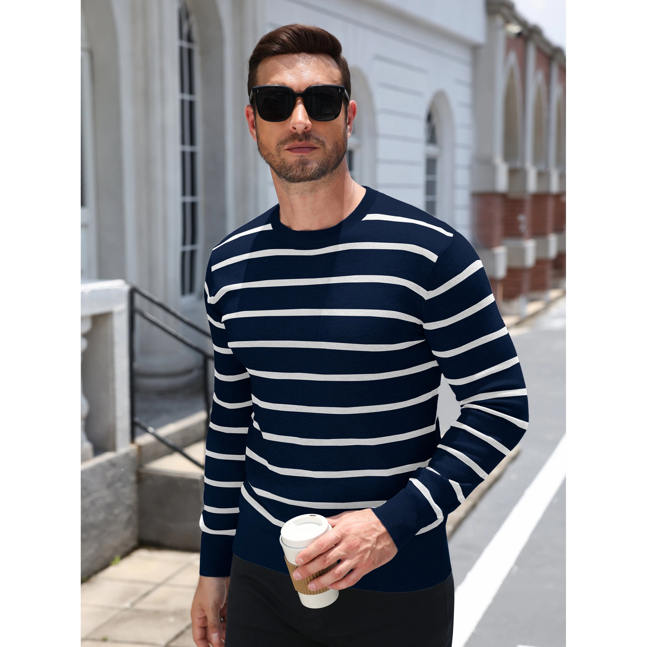 COOFANDY Men's Regular Fit Crew Neck Long Sleeve Pullover Sweater