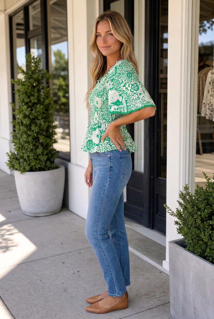 Threaded Pear Camryn Floral Smocked Blouse