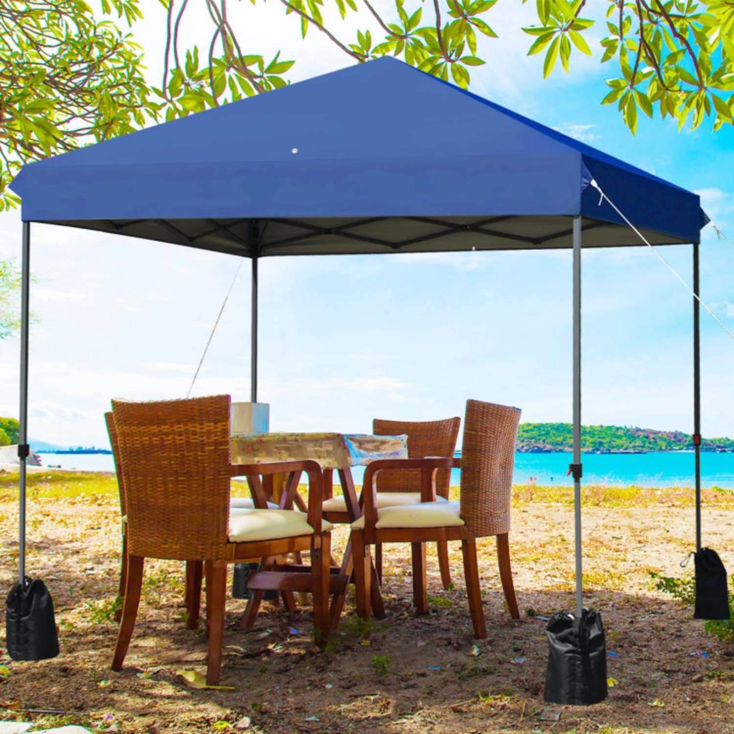 Hivvago 8â€™x8' Outdoor Pop up Canopy Tent  w/Roller Bag-Blue