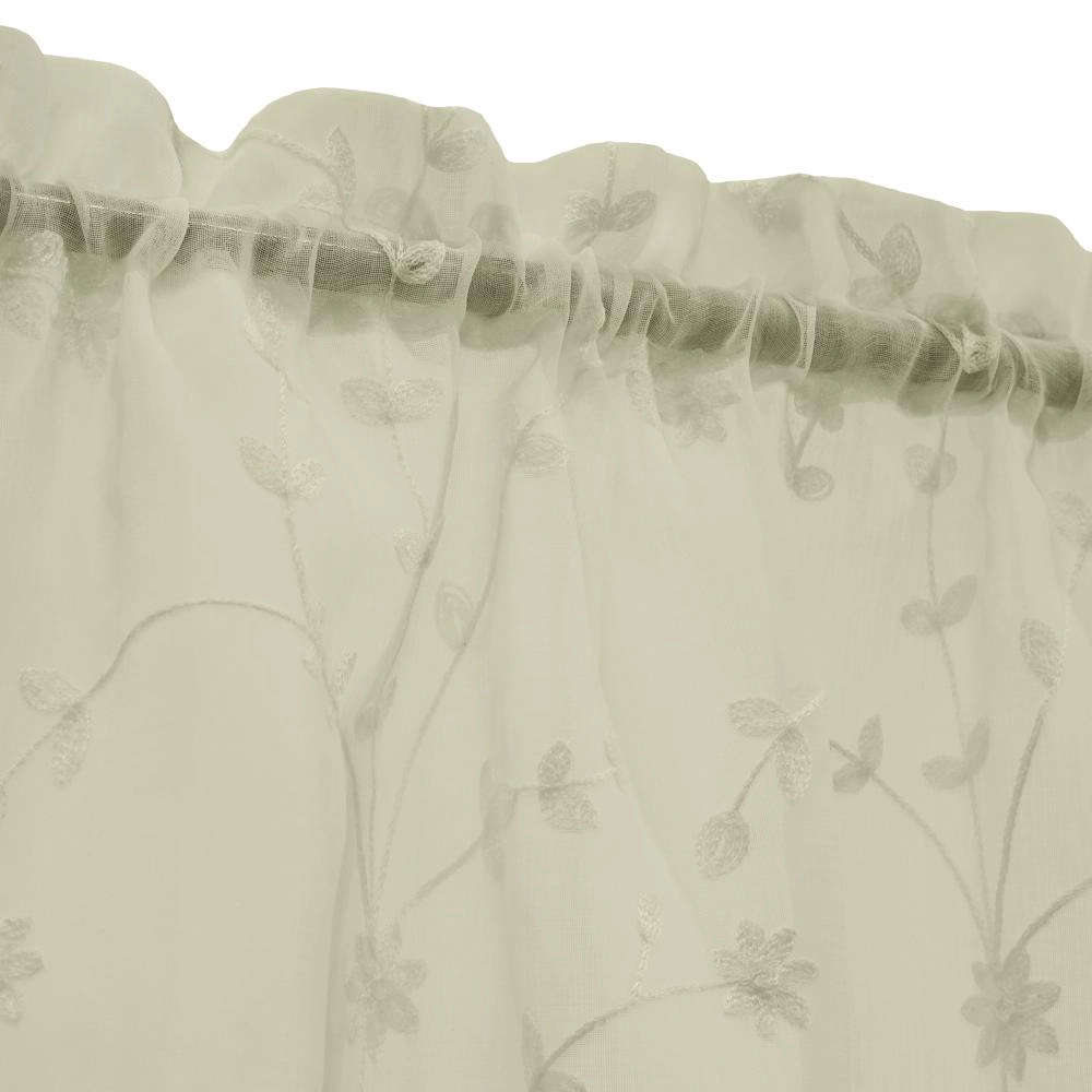 Habitat Grandeur Sheer Floral Motif and Scalloped Bottom Hem Pole Top Curtain Tiers