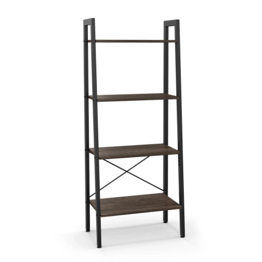 Hivvago 4-Tier Bookshelf with Metal Frame and Adjustable Foot Pads