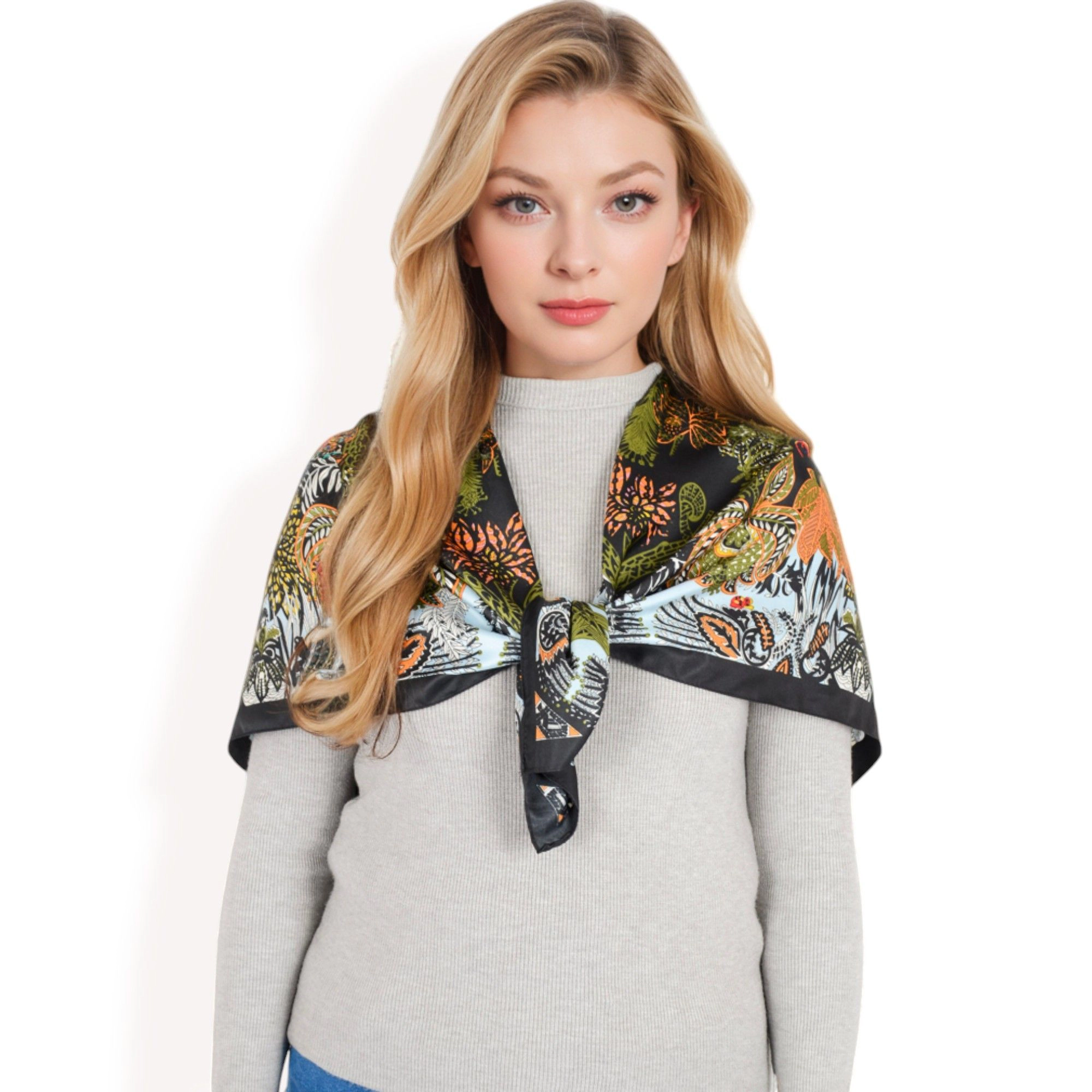 Anna-Kaci Women's Floral Paisley Scarf with Vibrant Prints and Elegant Square Design