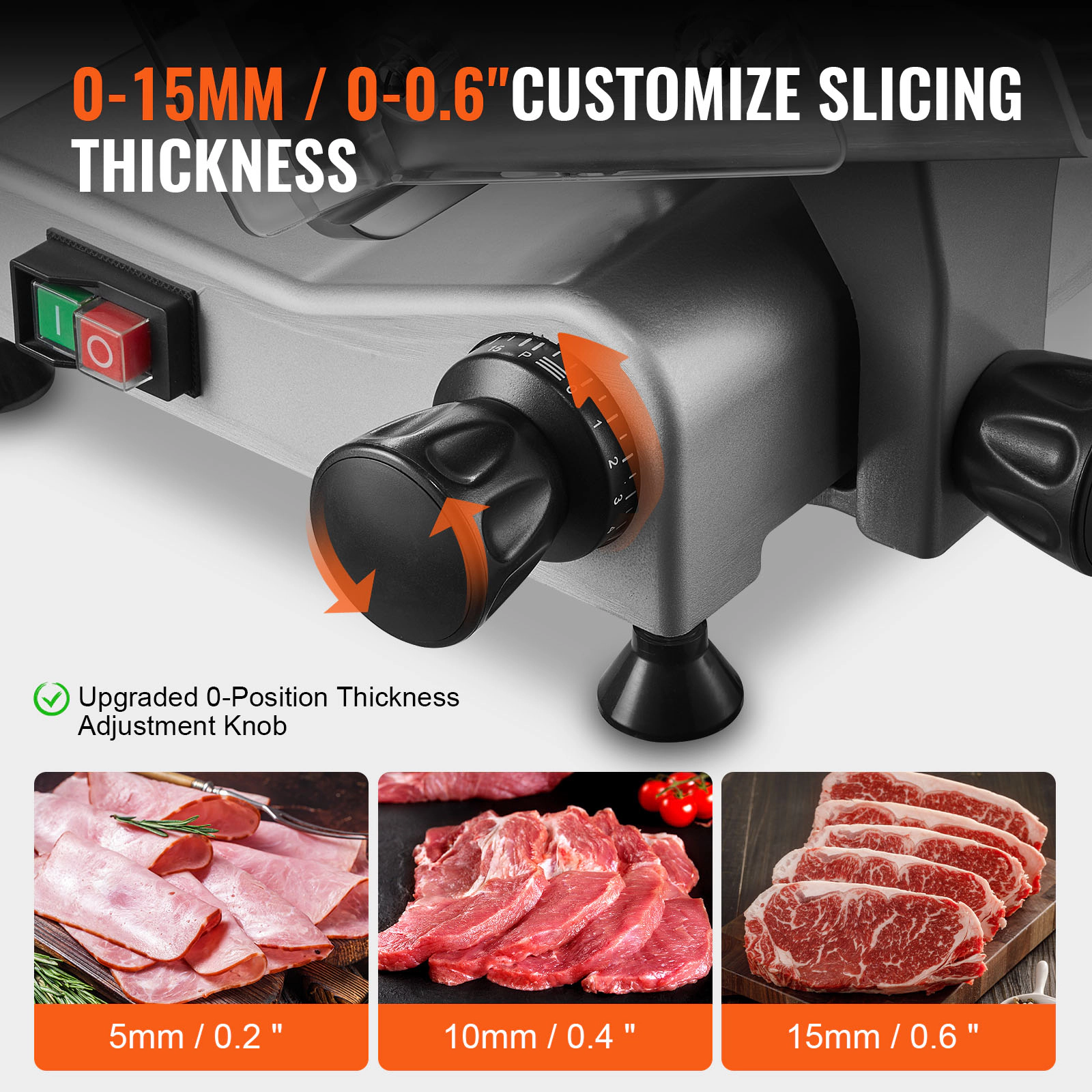 HONGGE Electric Commercial Meat Slicer with Adjustable Steel Blade Thickness