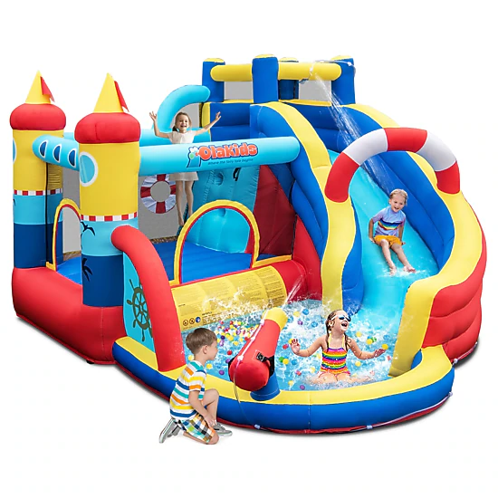 Hivvago Inflatable Bounce Castle with Slide Climbing Wall and 450W Blower