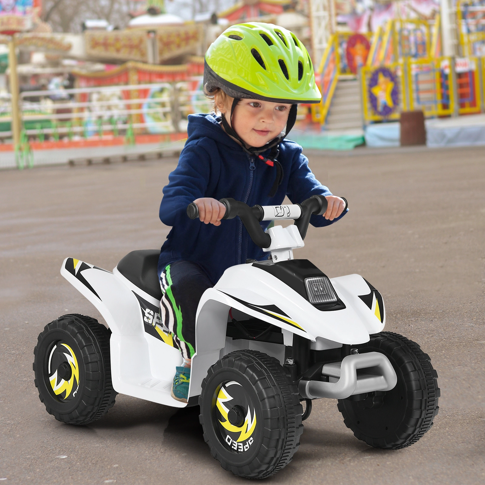 SUGIFT 6V 4-Wheel Electric Ride-On ATV Quad 66-lb Capacity Ages 3+ 28.5-in Long Rechargeable Battery White
