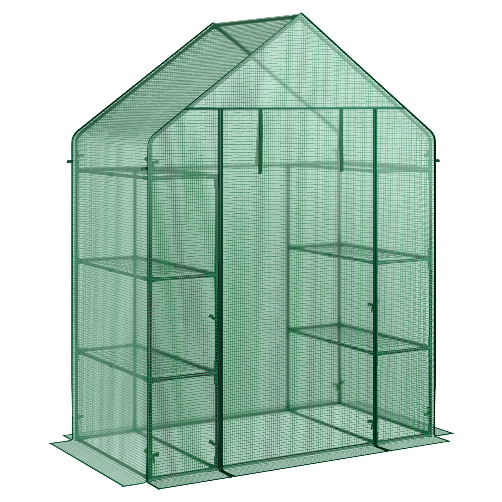 SUGIFT Green 56-in x 29-in Portable Walk-in Greenhouse with 8 Shelves 4 Tiers and PE Mesh Cover