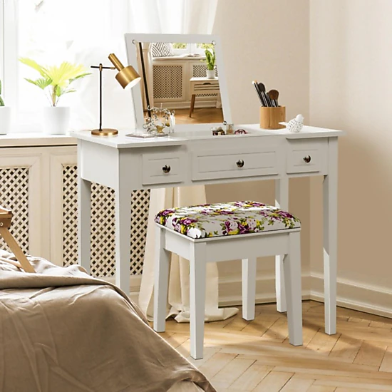 Hivvago Vanity Dressing Table Set With Flip Top Mirror And 3 Drawers