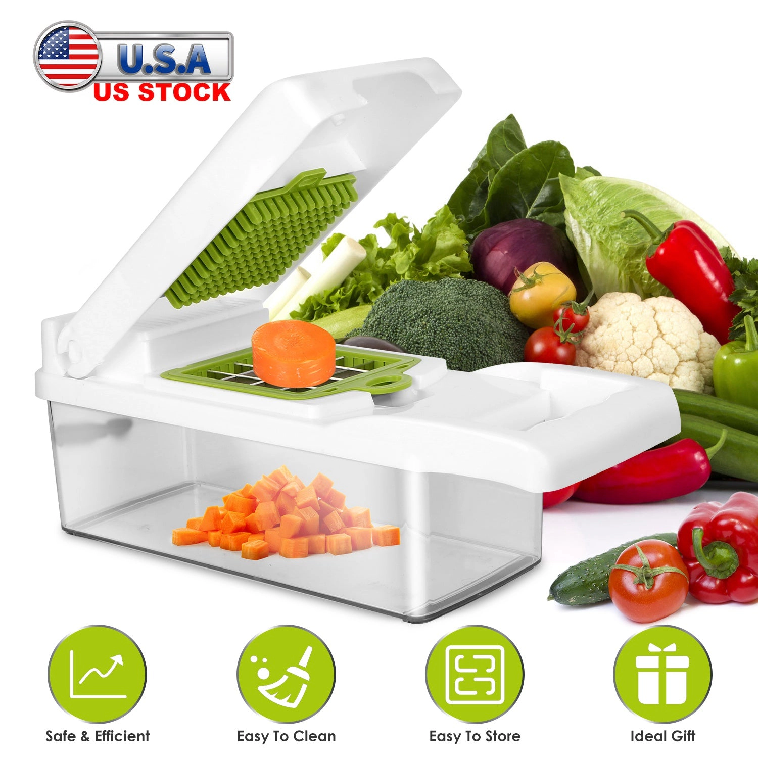 GBruno 12-in-1 Vegetable Chopper With Container