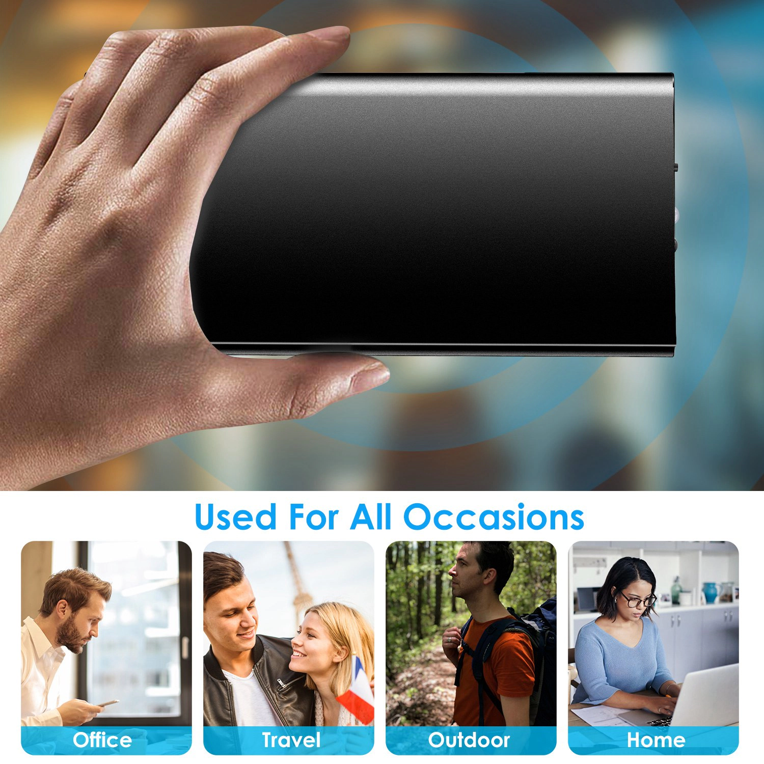 GBruno 20000mAh Dual-Port Power Bank With LED Light