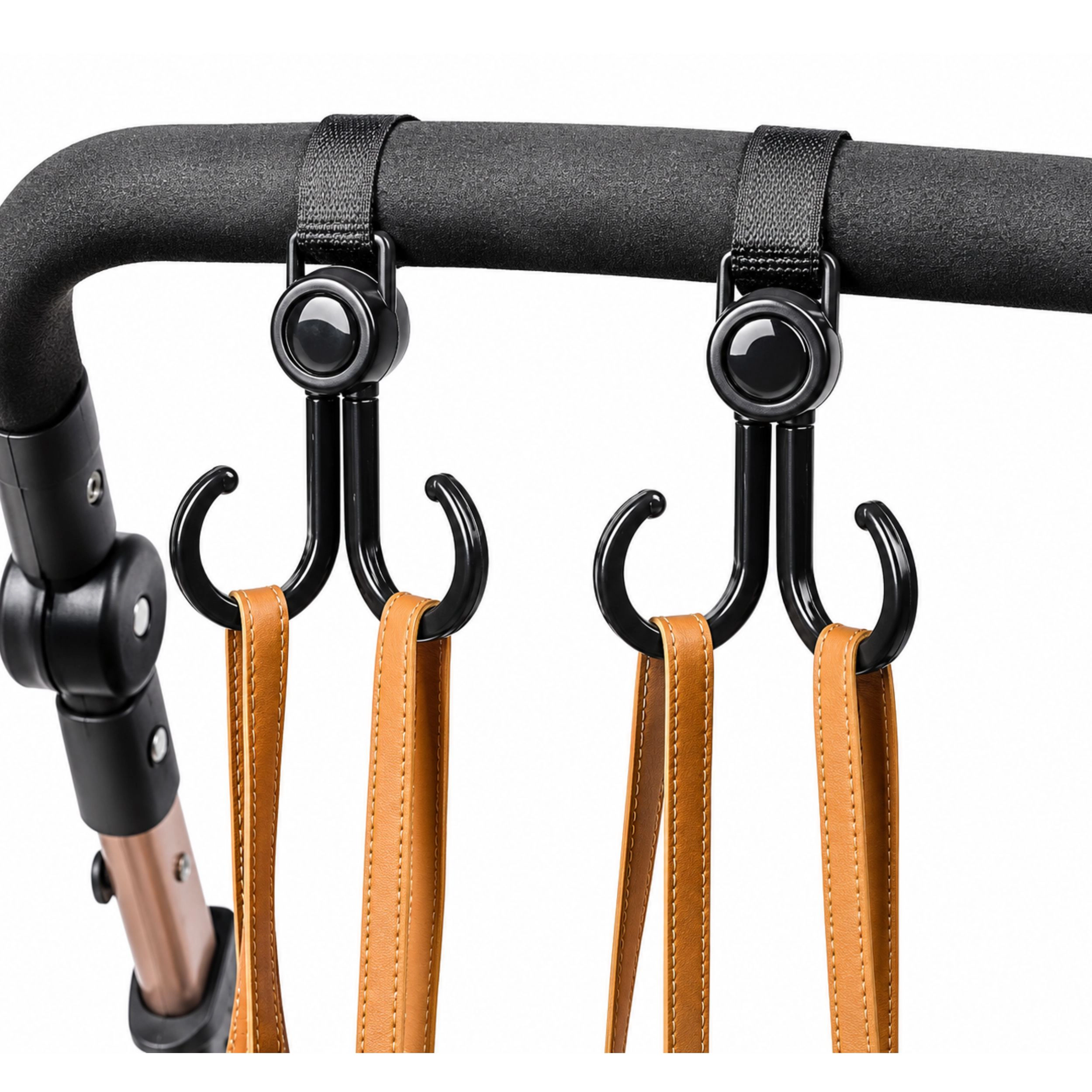 Home Collection Pack of 4 Rotatable Stroller Hooks Adjustable Double Hangers
