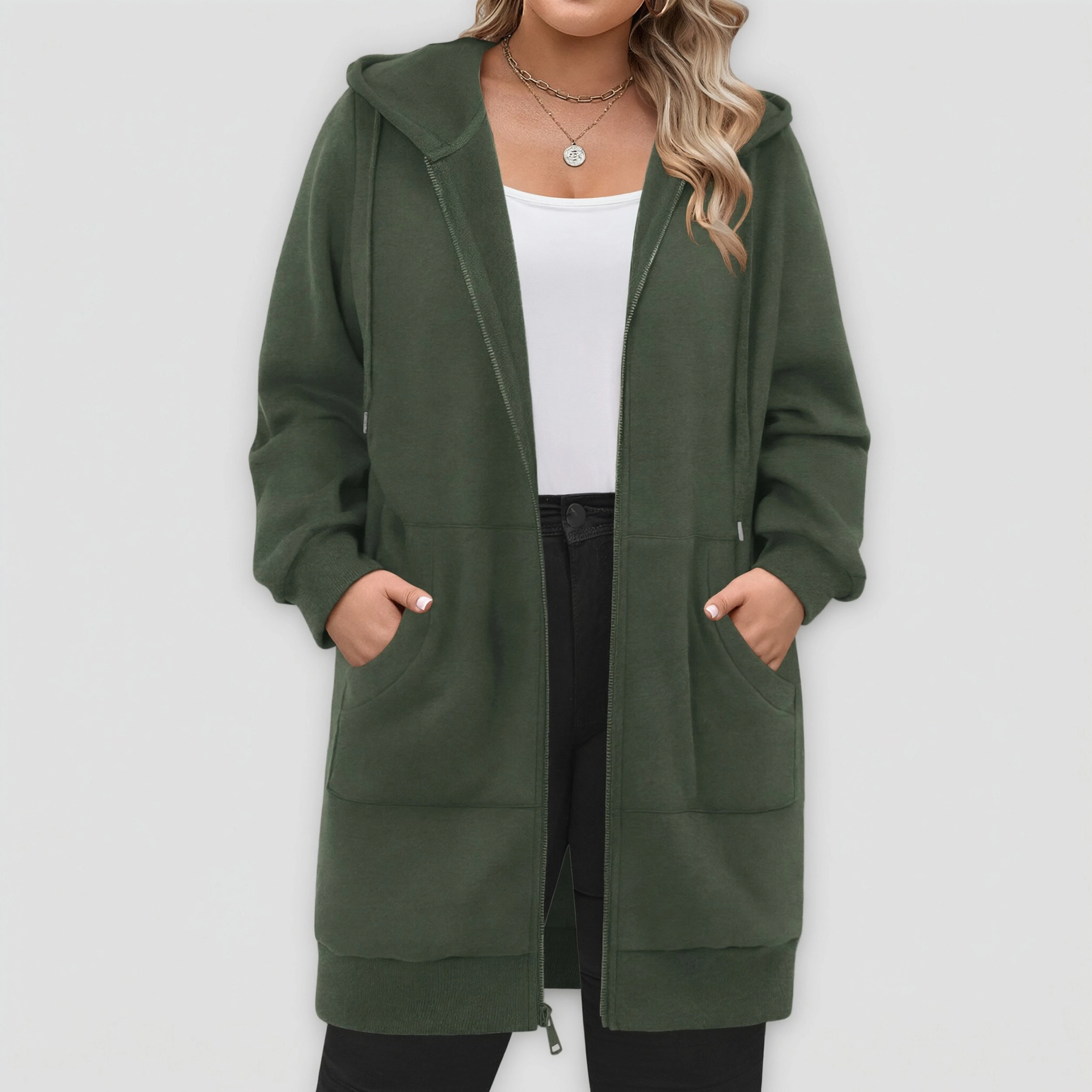 Zeagoo Women's Plus Zip Up Fleece Hooded Tunic Sweatshirt with Pockets