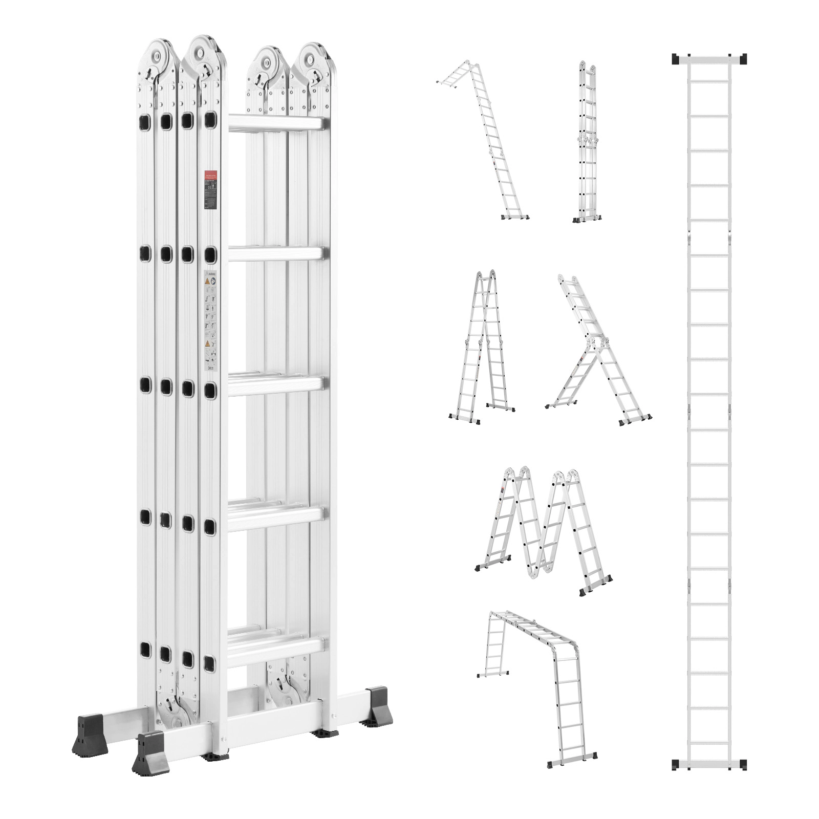 HONGGE Multi-Purpose Folding Ladder, 7-in-1 Tall Step Ladder, A Frame Step Telescoping Ladder