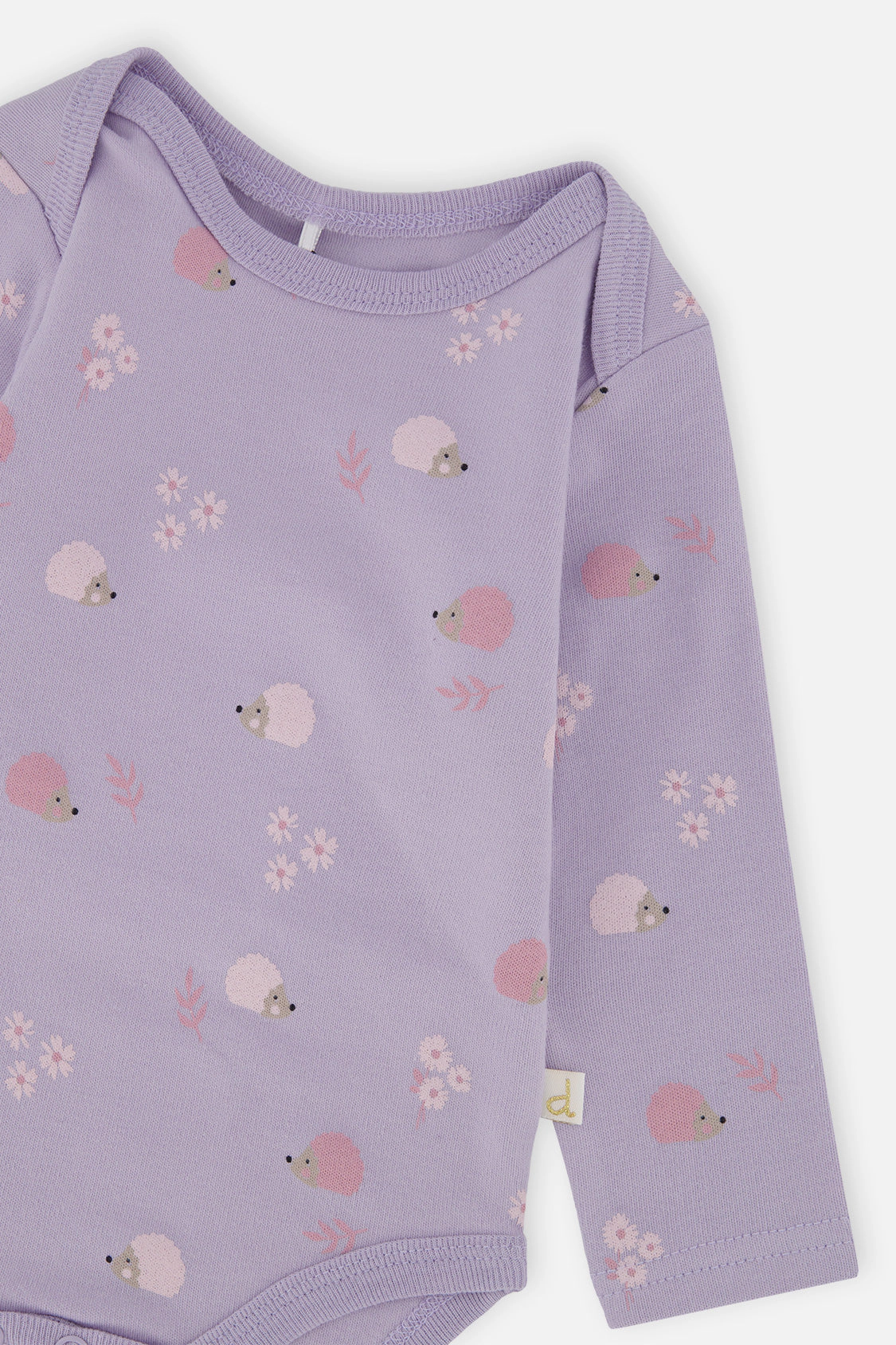 Deux par Girls Organic Cotton Long Sleeve Onesie with Hedgehog Print
