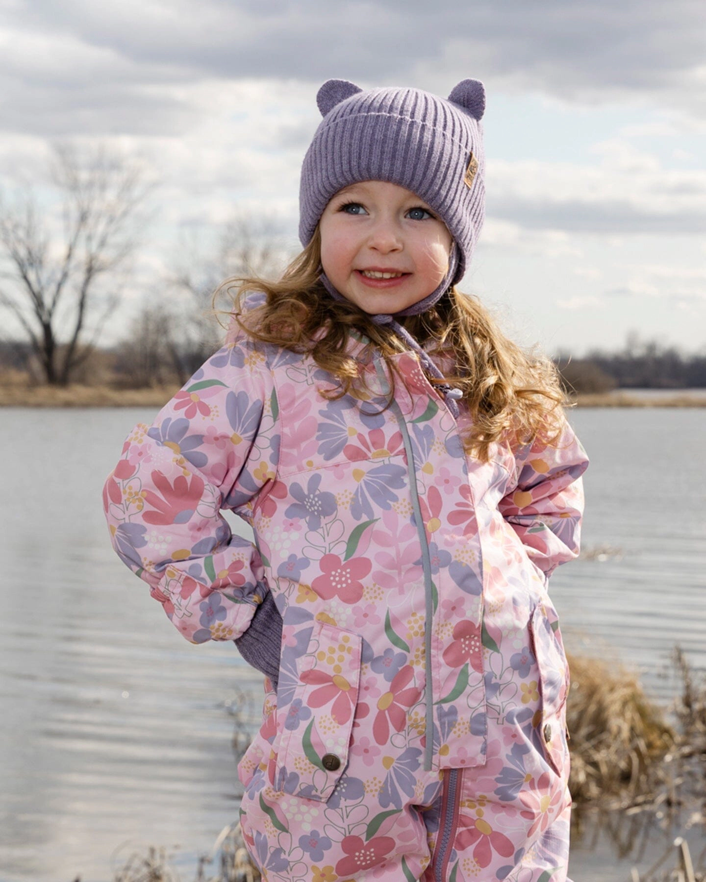 Deux par Girls Ribbed 3D Ear Knit Hat