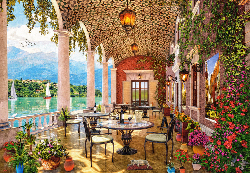 CASTORLAND 1500 Piece Jigsaw Puzzles, Lakeside Terrace, Italy, Mountain lake, Scenic view, C-152186-2