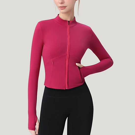 Anna-Kaci Women's Long Sleeve Full-Zip Athletic Jacket with Thumbholes and Fitted Silhouette