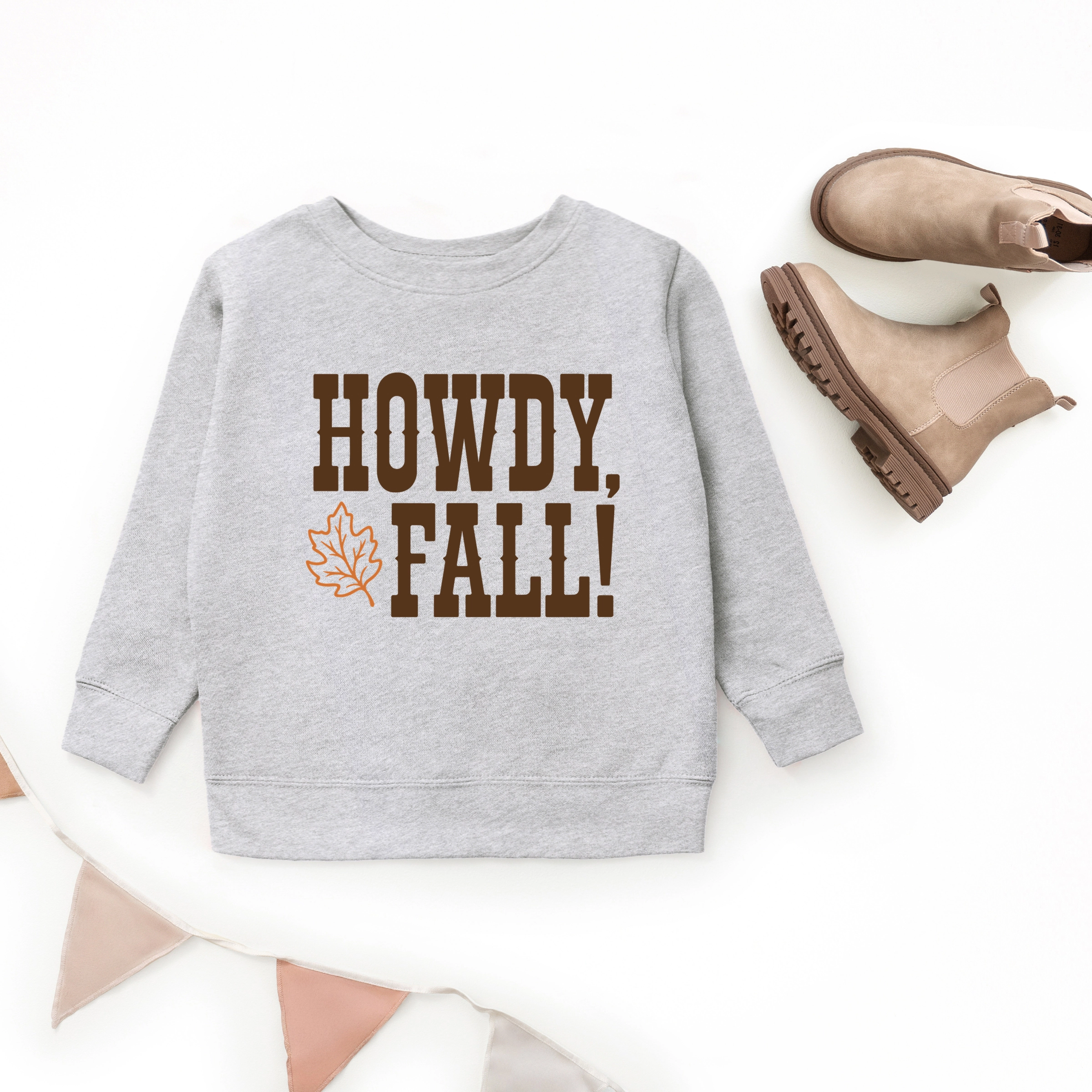 The Juniper Shop - Youth Graphic Sweatshirt Howdy Fall Leaf